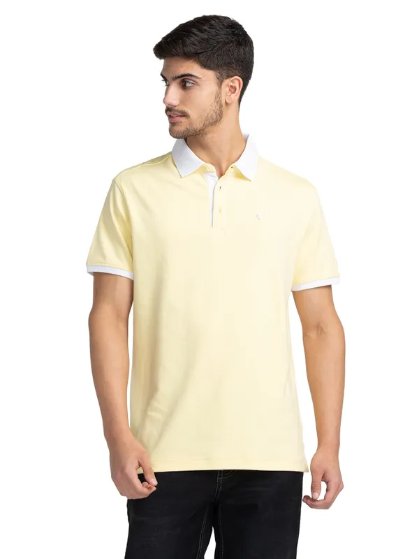 Being Human Regular Fit Men Polo Neck T Shirts Pale Yellow